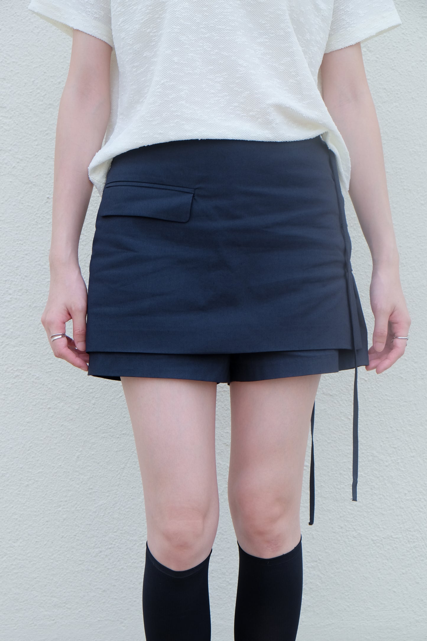✨推！"Lipa" Lace-up Layered Skorts (Ivory)
