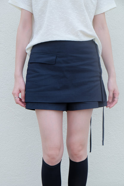 ✨推！"Lipa" Lace-up Layered Skorts (Ivory)
