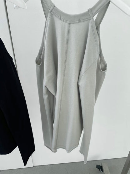 "Lou" Cut-out Shoulder Tee (White/ Grey)