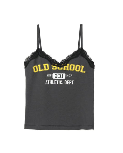 ✨推！"Old School" Lace Cami (Charcoal)