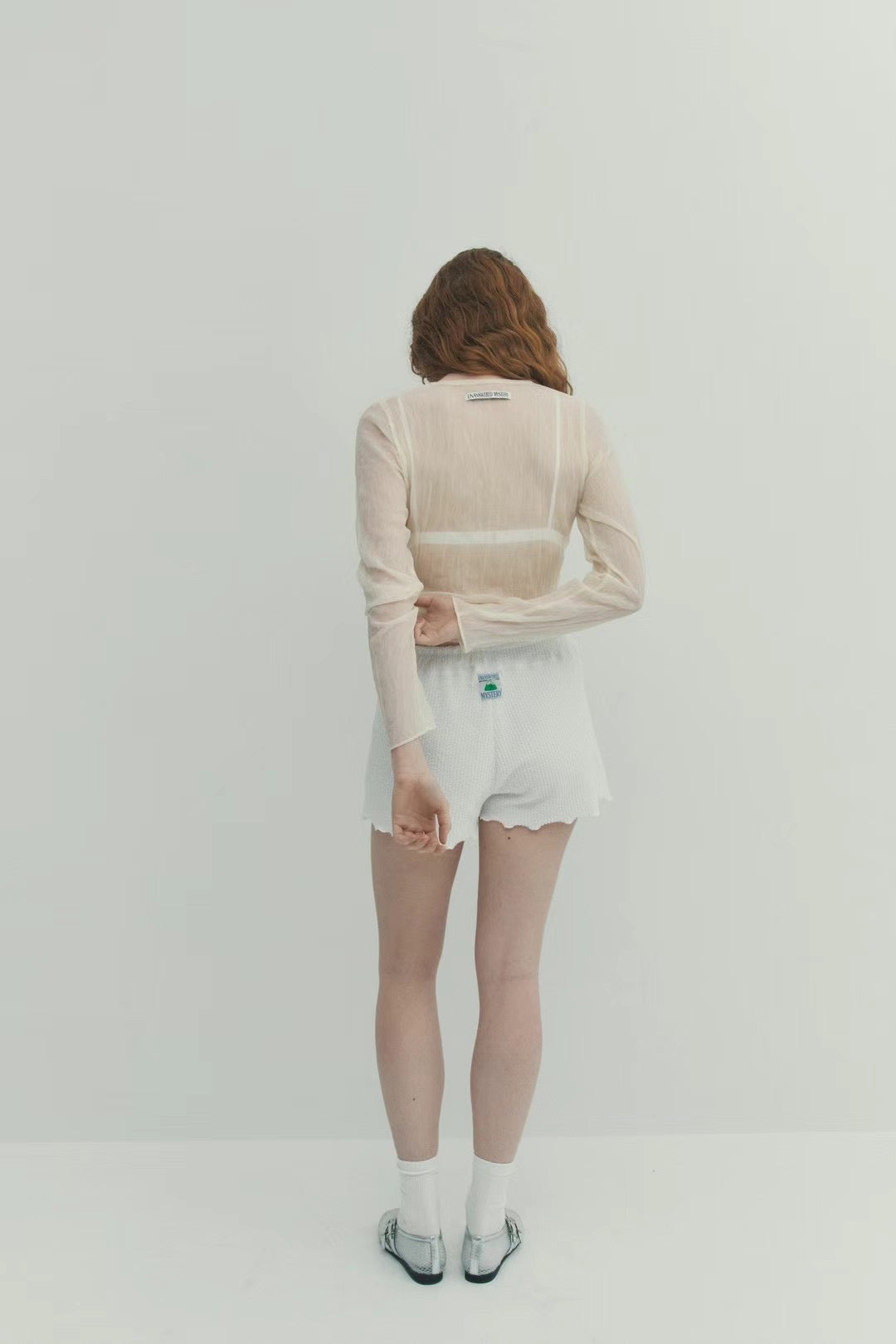 連線優惠/ Creased See-through Wrap Top