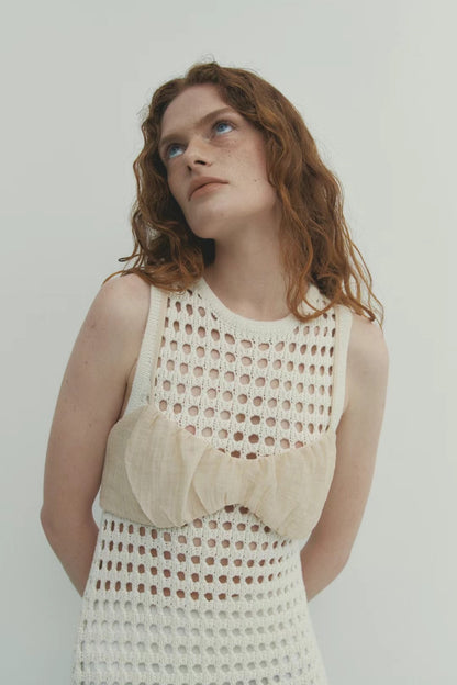 ✨推！"Madrid" Net Knit Dress (Ivory)