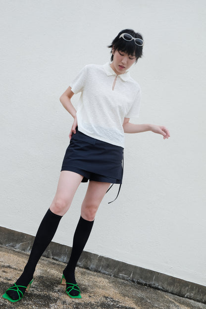 ✨推！"Lipa" Lace-up Layered Skorts (Ivory)