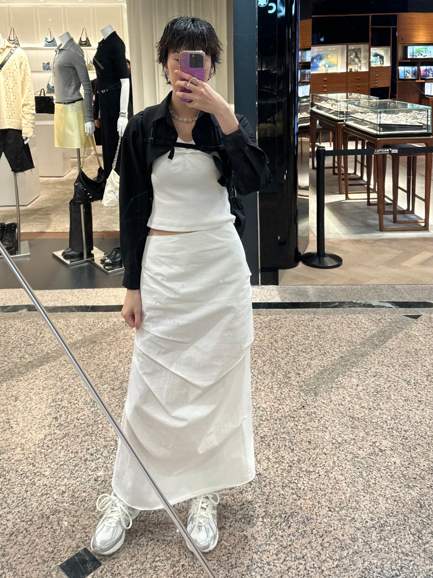 ✨推！"Shiina" Gathered Skirt (White)