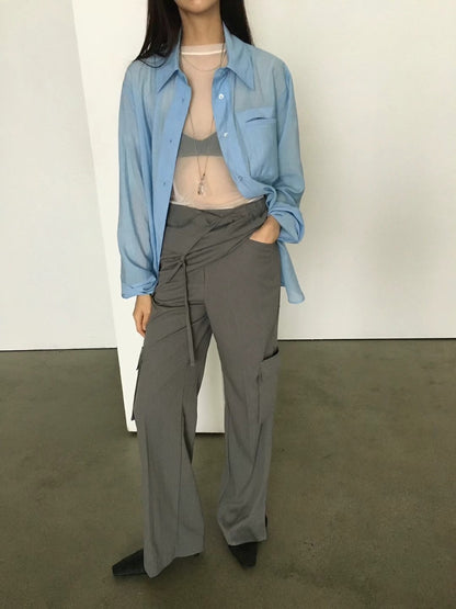 Back-open Sheer Short Sleeves