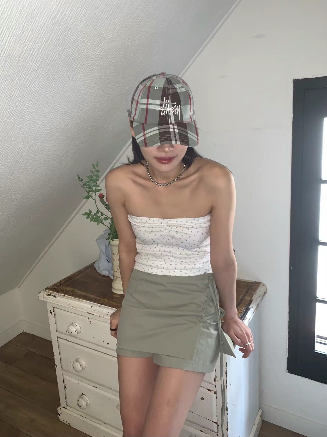 ✨推！"Lipa" Lace-up Layered Skorts (Army Green)