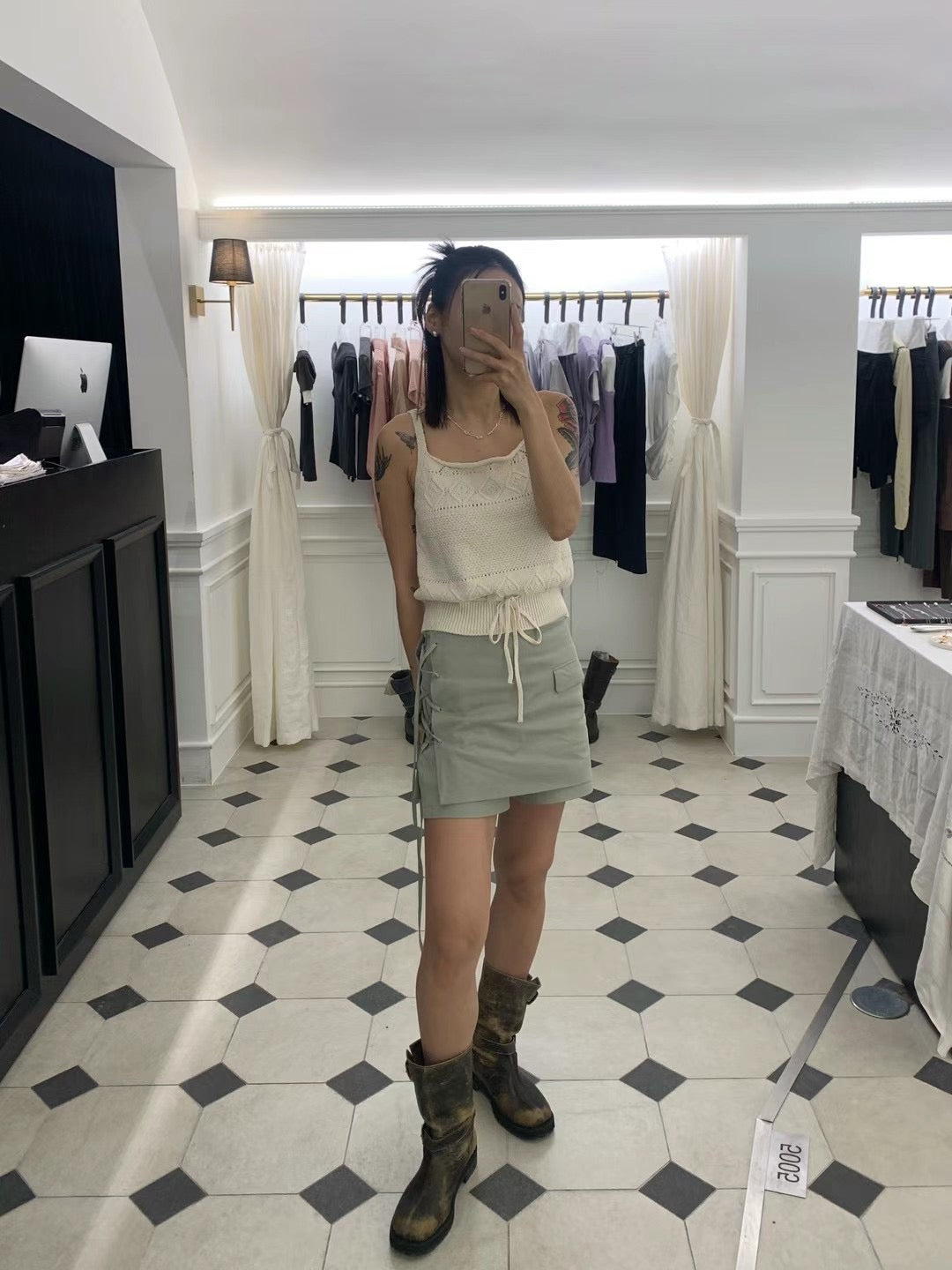 ✨推！"Lipa" Lace-up Layered Skorts (Army Green)