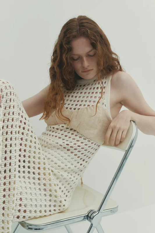 ✨推！"Madrid" Net Knit Dress (Ivory)