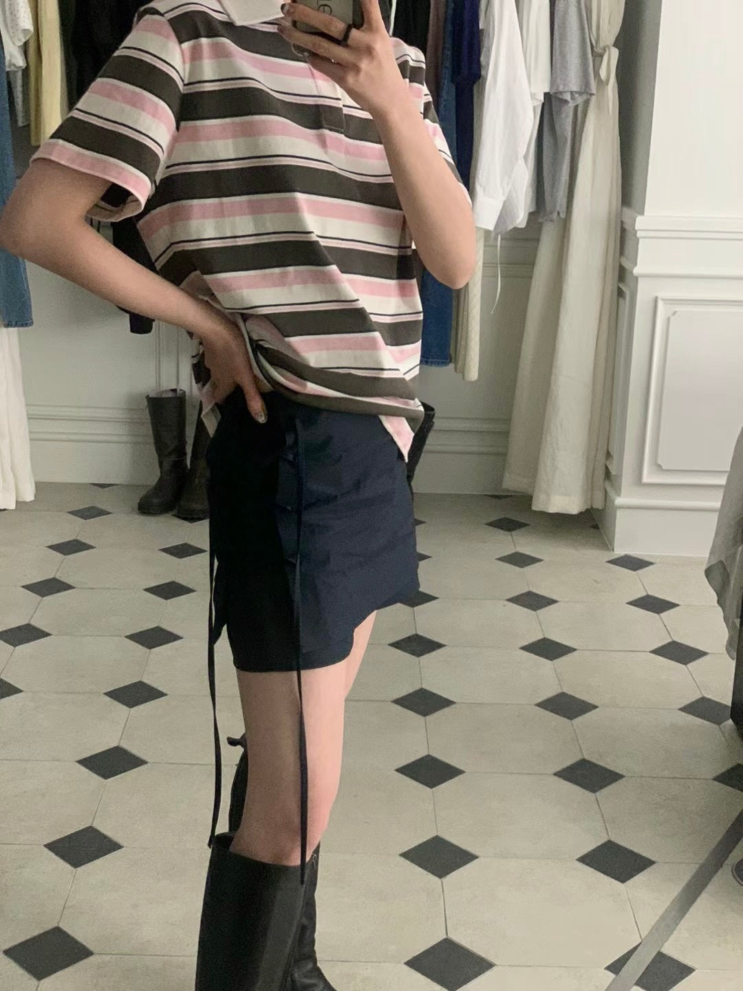 ✨推！"Lipa" Lace-up Layered Skorts (Navy)