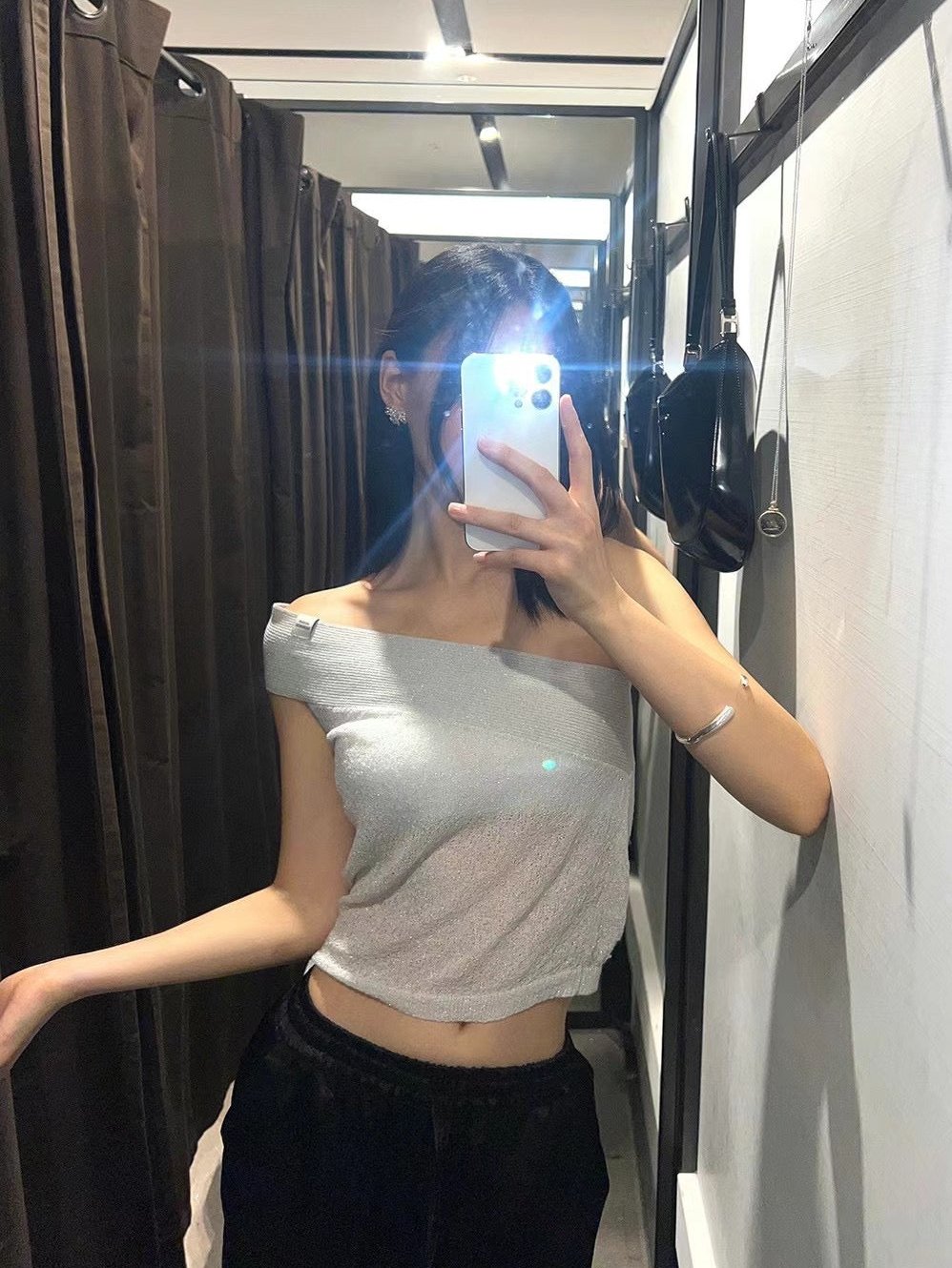 ✨推！“Liz" Cross-shoulder Two-piece (Silver Grey)