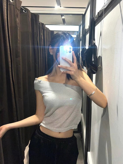 ✨推！“Liz" Cross-shoulder Two-piece (Silver Grey)