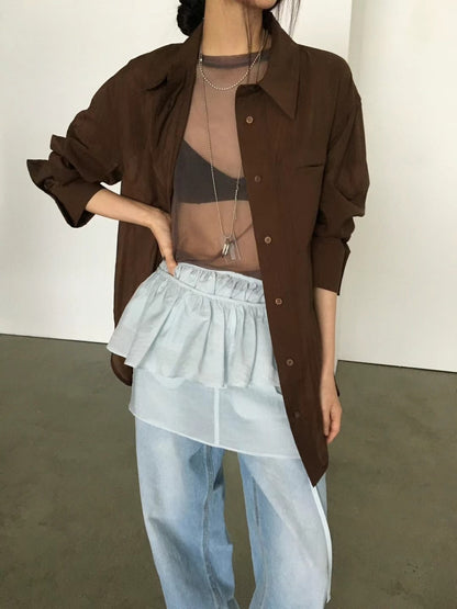 Back-open Sheer Short Sleeves