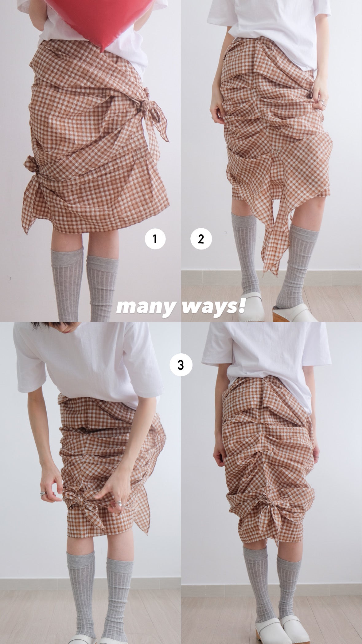 2-way Gingham Knots Top/ Skirt (Blue)