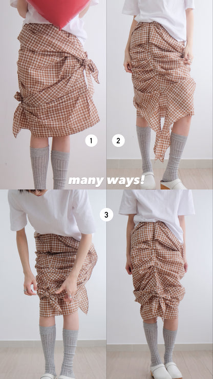 2-way Gingham Knots Top/ Skirt (Blue)