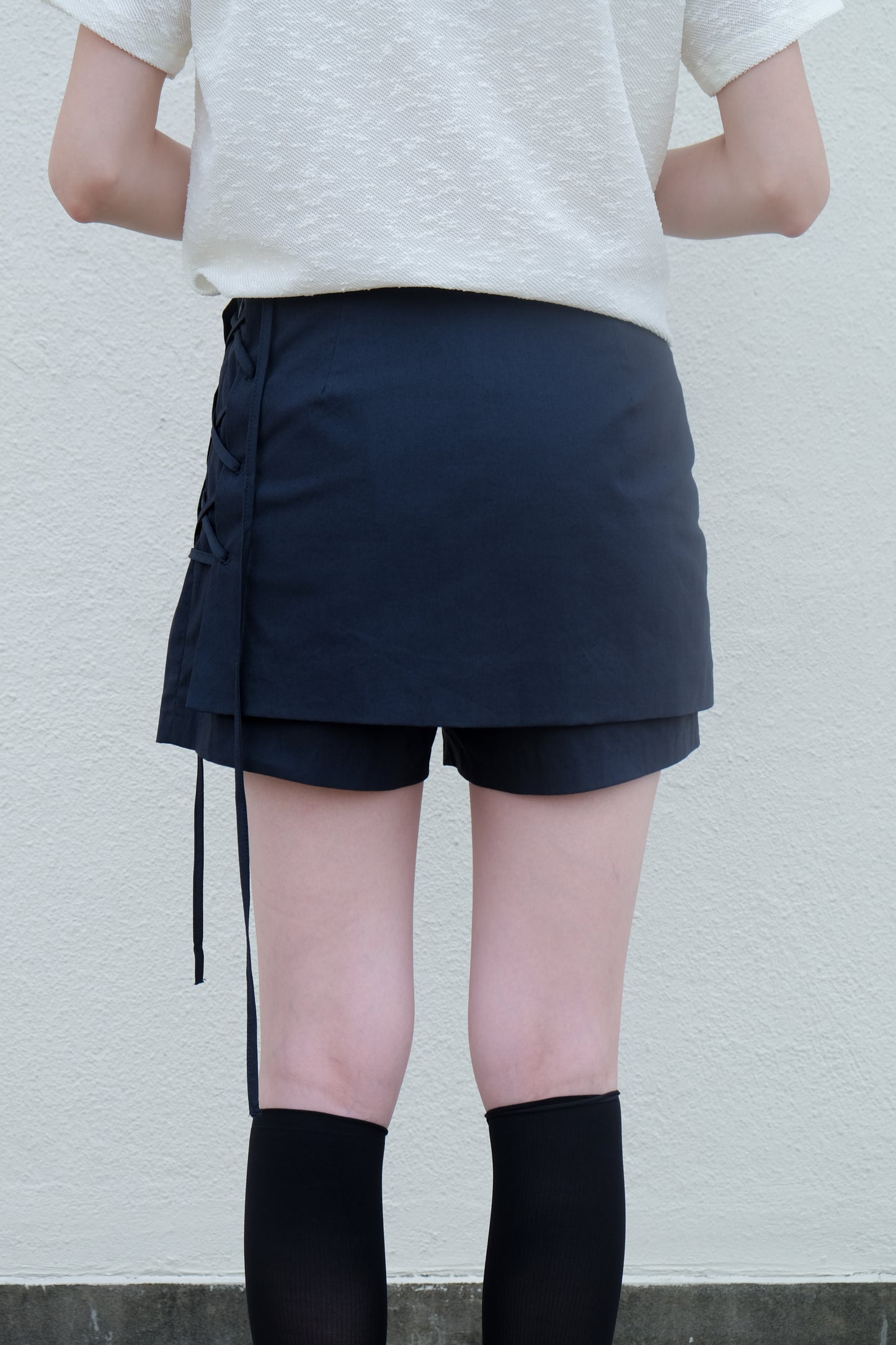 ✨推！"Lipa" Lace-up Layered Skorts (Ivory)