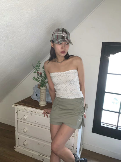 ✨推！"Lipa" Lace-up Layered Skorts (Army Green)