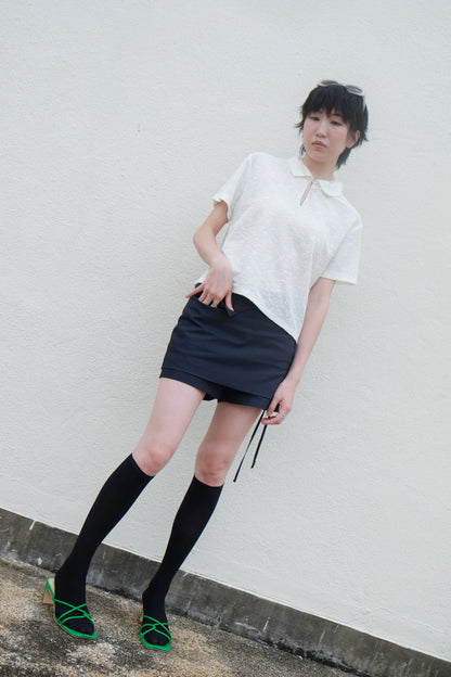 ✨推！"Lipa" Lace-up Layered Skorts (Ivory)