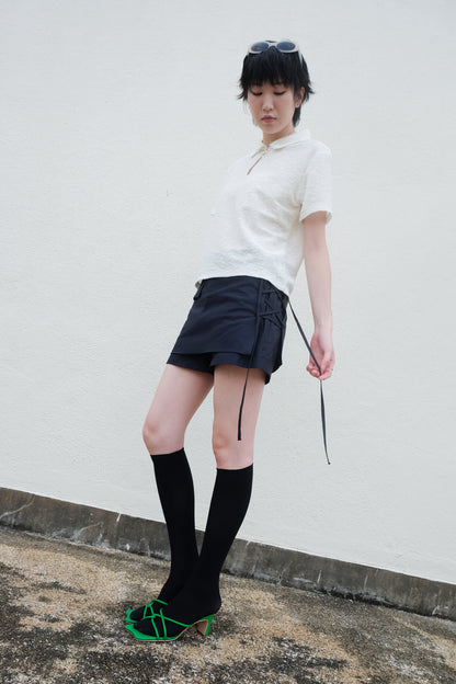 ✨推！"Lipa" Lace-up Layered Skorts (Ivory)