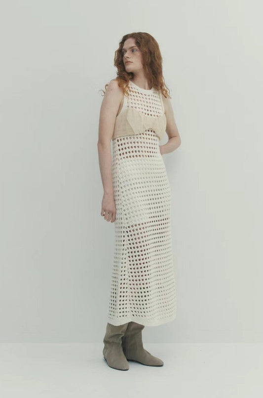 ✨推！"Madrid" Net Knit Dress (Ivory)