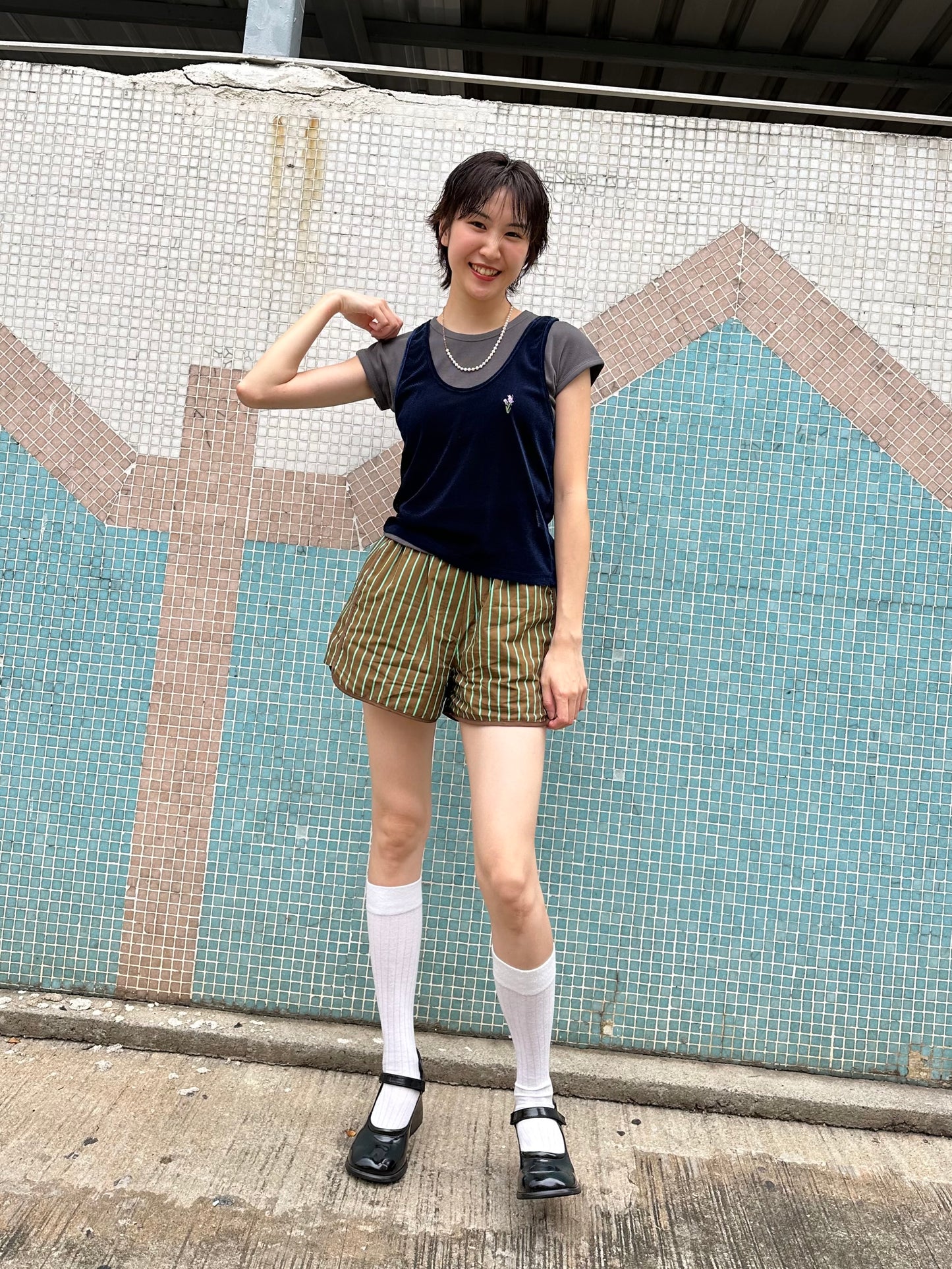 ✨推！Flower Embroidery Mesh Tank Top (White)