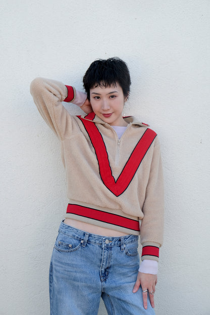 Back Open Knit Top (Lilac/ Ivory)