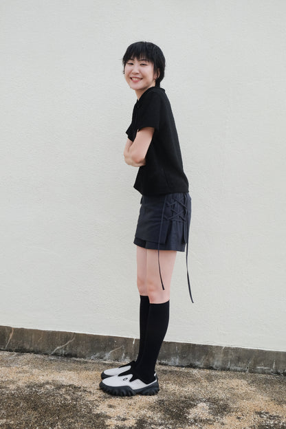 ✨推！"Lipa" Lace-up Layered Skorts (Ivory)