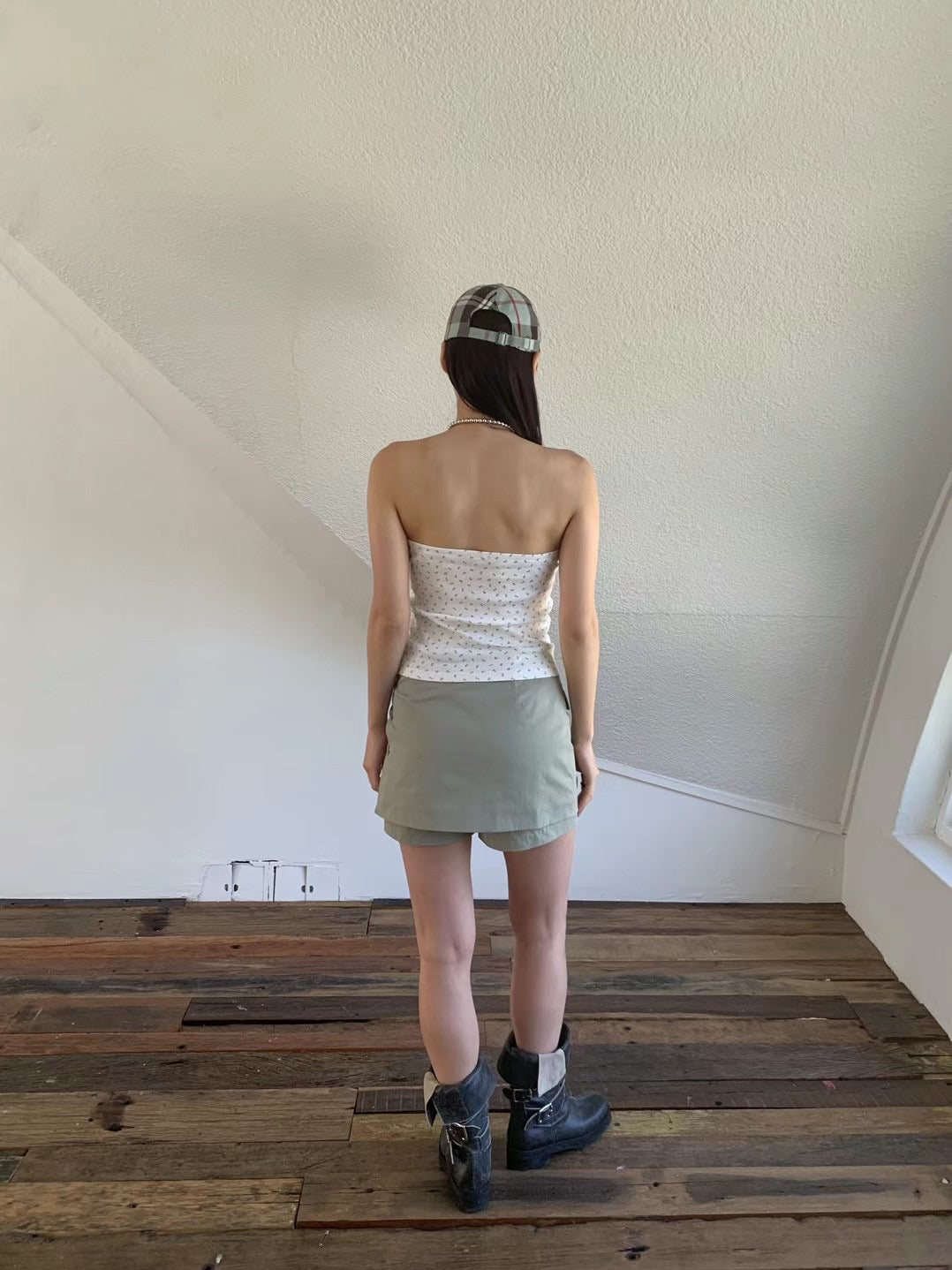 ✨推！"Lipa" Lace-up Layered Skorts (Army Green)
