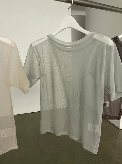 Back-open Sheer Short Sleeves