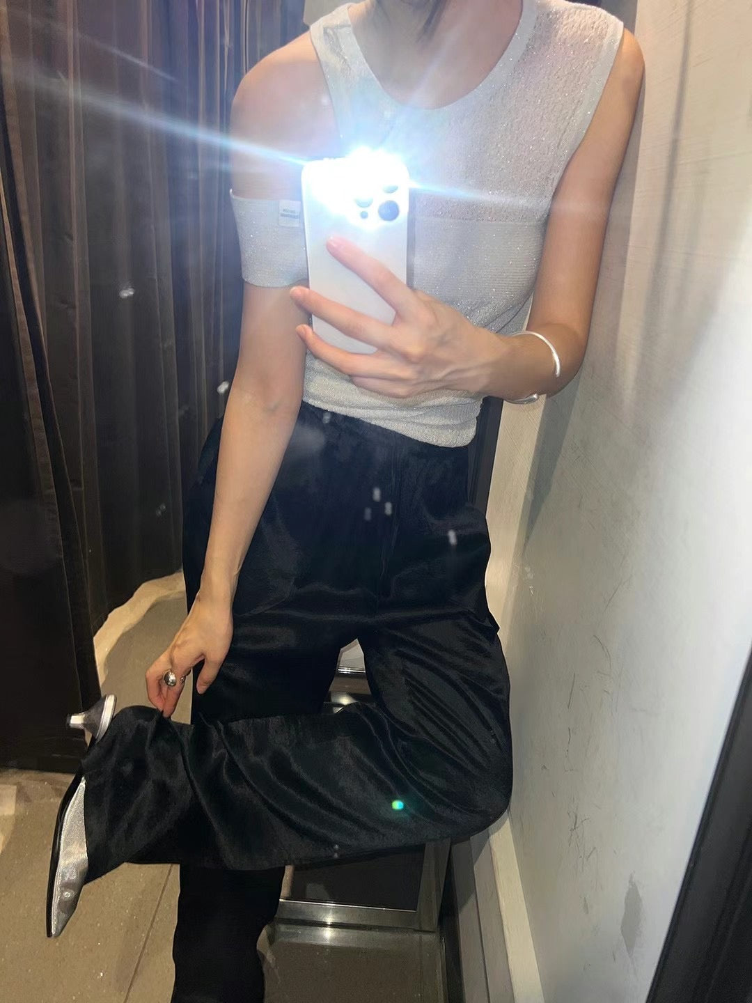 ✨推！“Liz" Cross-shoulder Two-piece (Silver Grey)