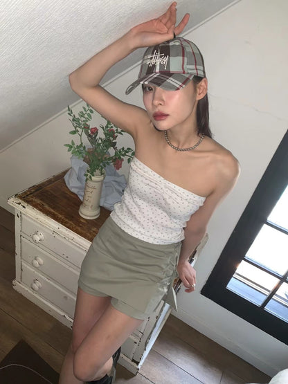 ✨推！"Lipa" Lace-up Layered Skorts (Army Green)