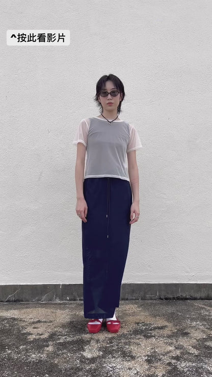 Back-open Sheer Short Sleeves