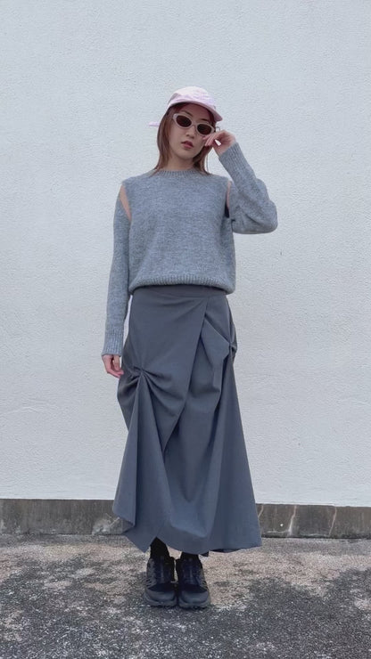 "Dahlia" 3D Bows Skirt (Grey)