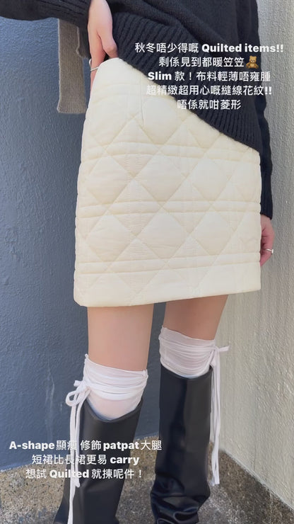 Quilted A-shape Mini Skirt (Black)