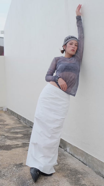 ✨推！"Shiina" Gathered Skirt (White)